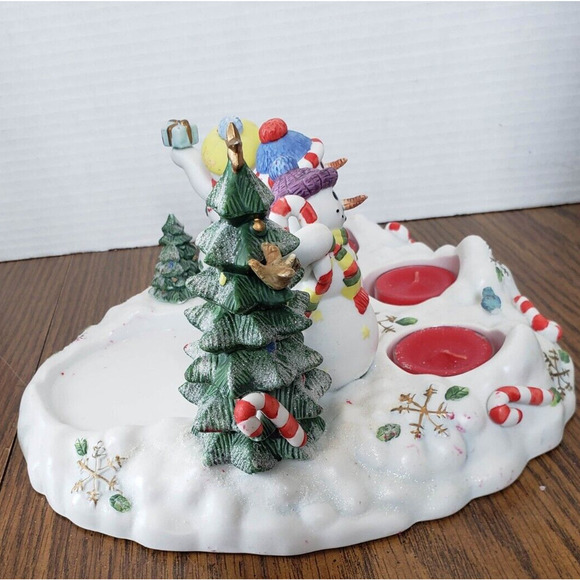 Partylite Snowbell Collection 3 Snowmen Trio Tea Light And Pillar Candle Holder - Picture 11 of 12